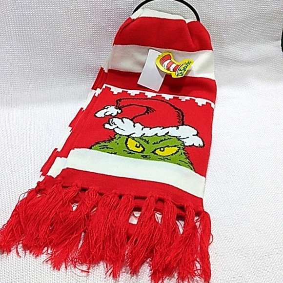 Dr. Seuss Accessories Dr Seuss Christmas Grinch Fringed Knit Scarf